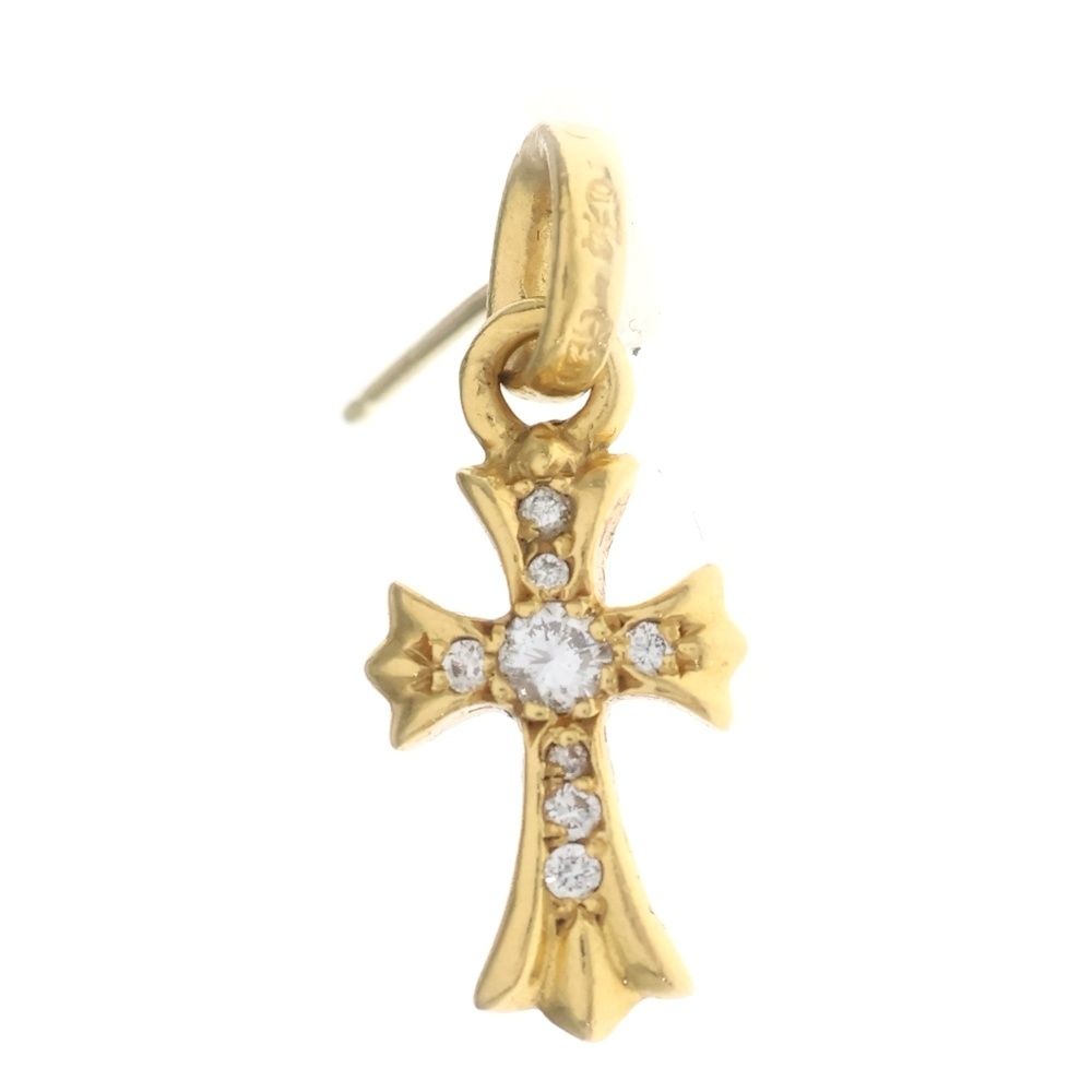 Chrome Hearts 22k Bby Pprchn P Dia Baby Fat Cross Drop Earrings Pave Diamond — view 2