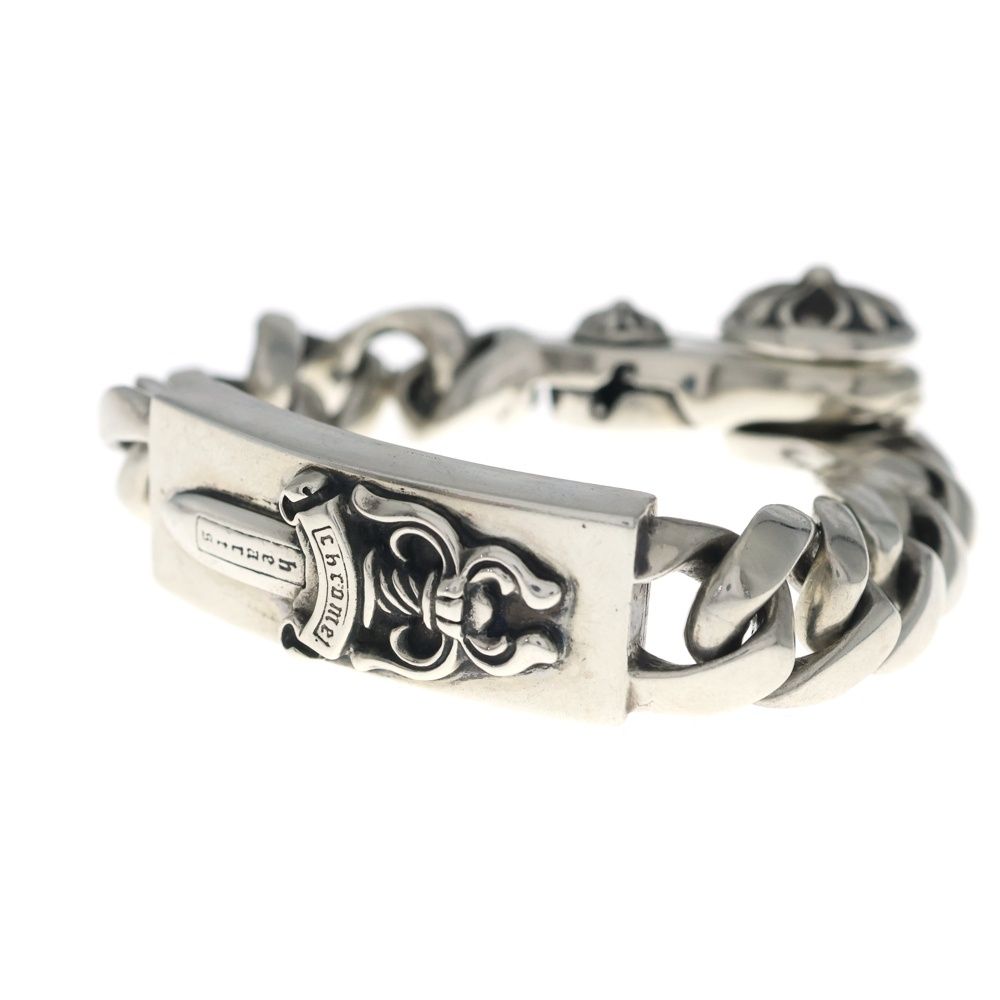 Chrome Hearts ID Dagger Clp ID Classic Link Clip Bracelet Silver