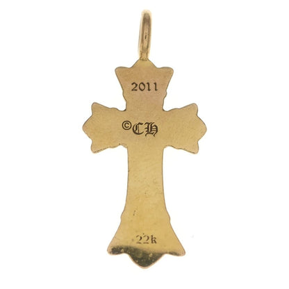 Chrome Hearts 22k Dbl CH Crs P Dia Double CH Cross Charm Pave Diamond Pendant — view 2