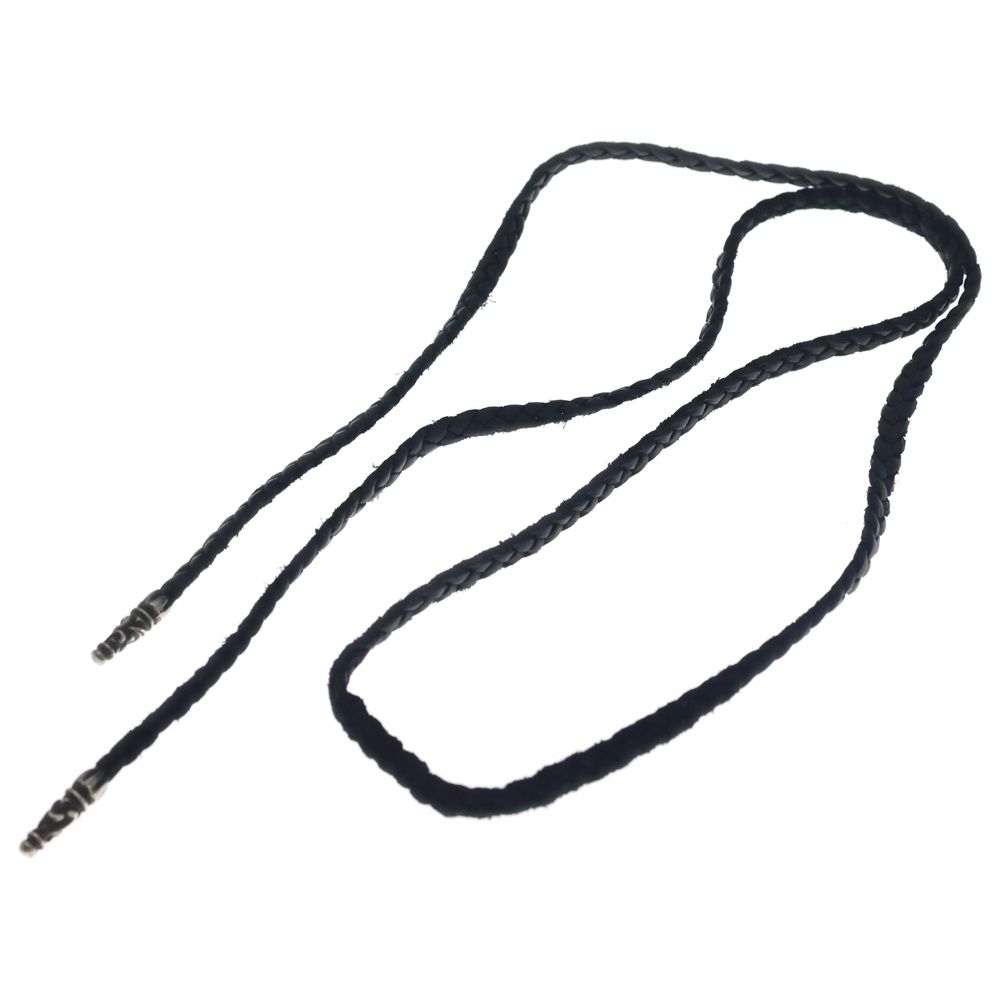 Chrome Hearts Leather Braid Scroll Necklace Black Silver — view 2