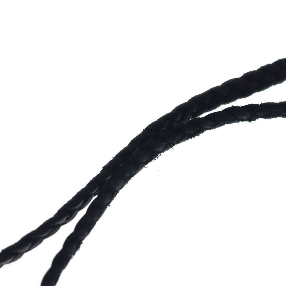 Chrome Hearts Leather Braid Scroll Necklace Black Silver — view 3
