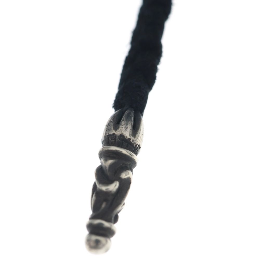 Chrome Hearts Leather Braid Scroll Necklace Black Silver — view 5