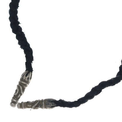 Chrome Hearts Leather Braid Scroll Necklace Black Silver