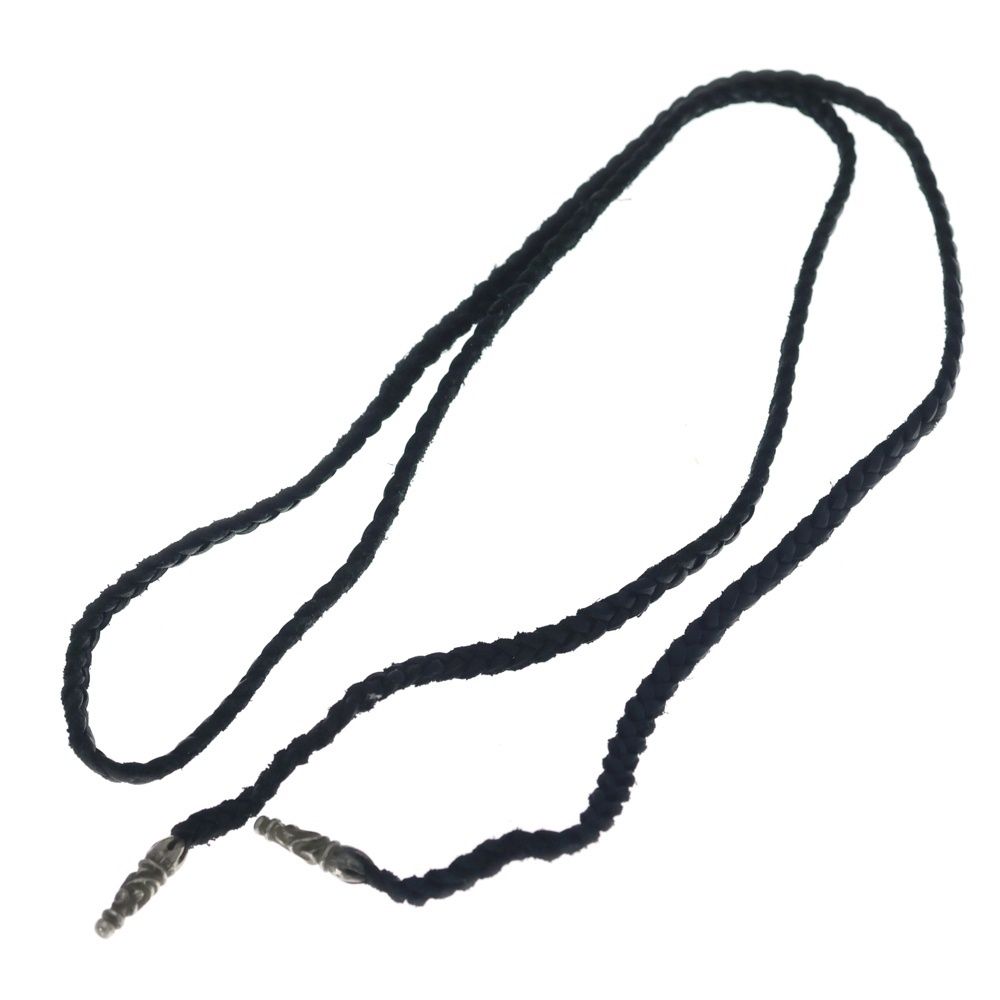 Chrome Hearts Leather Braid Scroll Necklace Black Silver — view 2