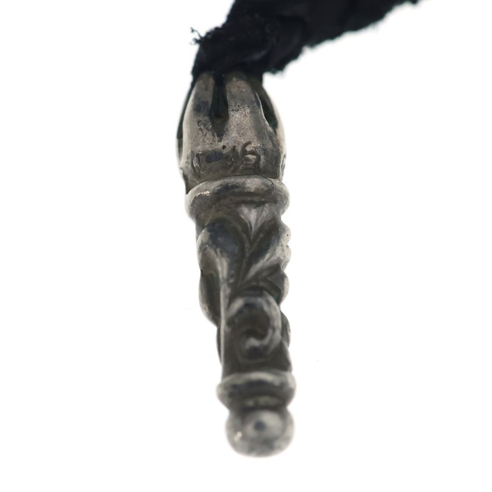 Chrome Hearts Leather Braid Scroll Necklace Black Silver — view 5