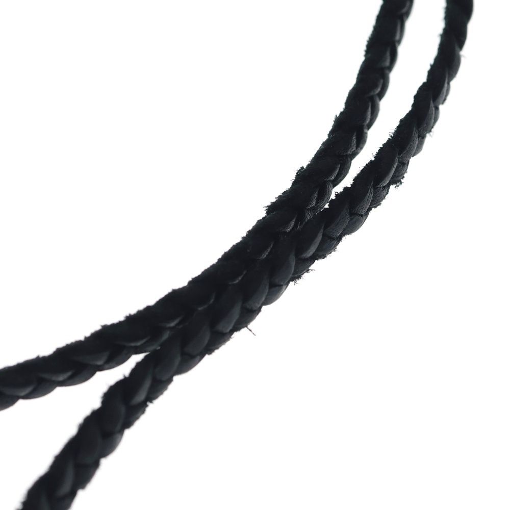 Chrome Hearts Leather Braid Scroll Necklace Black Silver — view 3