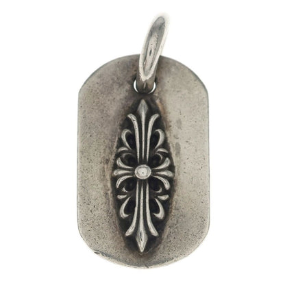 Chrome Hearts Raised Frrl Dogtag Floral Cross Dog Tag Pendant Top Silver