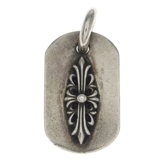 Chrome Hearts Raised Frrl Dogtag Floral Cross Dog Tag Pendant Top Silver