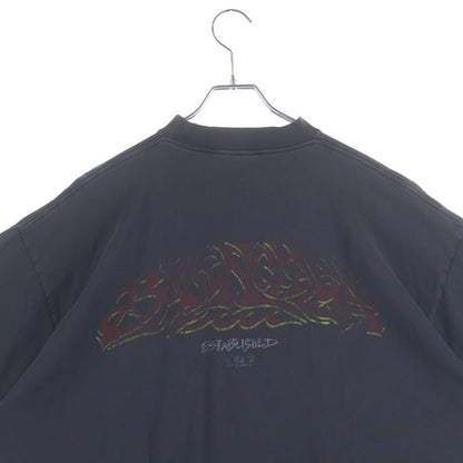 Balenciaga Offshore Vintage Wash Crew Neck Top Short Sleeve T-Shirt Black — view 4