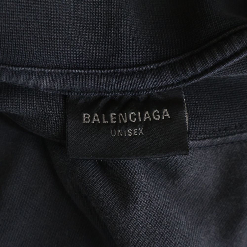 Balenciaga Offshore Vintage Wash Crew Neck Top Short Sleeve T-Shirt Black — view 6