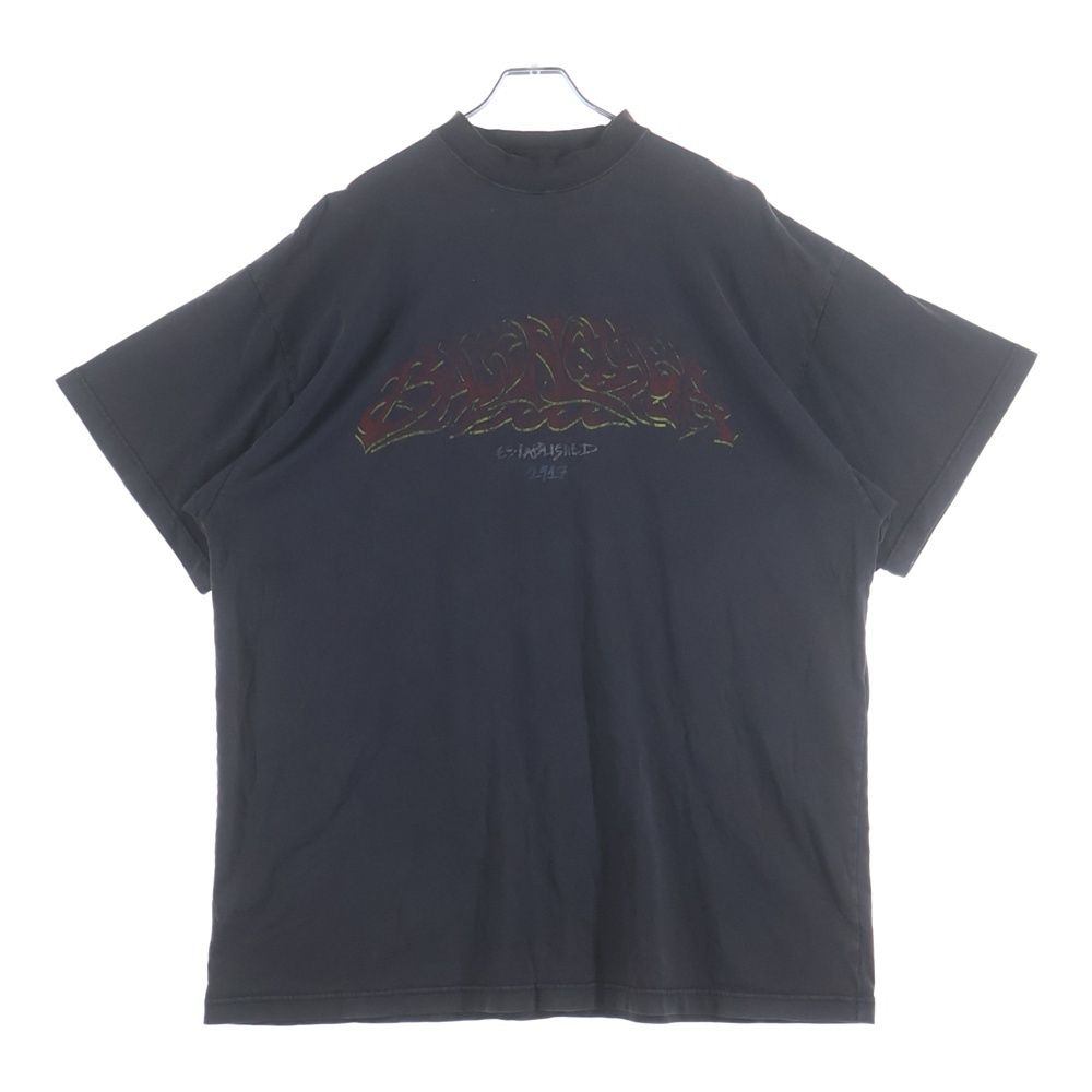 Balenciaga Offshore Vintage Wash Crew Neck Top Short Sleeve T-Shirt Black