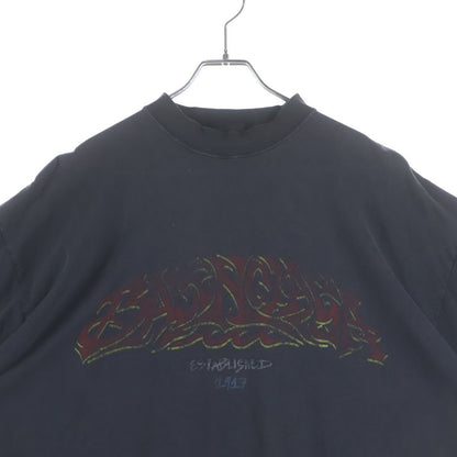 Balenciaga Offshore Vintage Wash Crew Neck Top Short Sleeve T-Shirt Black — view 3