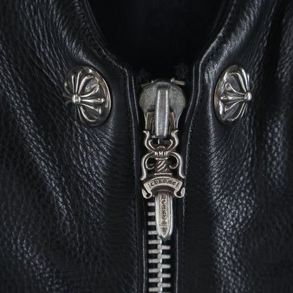 Chrome Hearts Zip Frnt Vest Back Large Cross Decoration Ball Button Leather — view 6