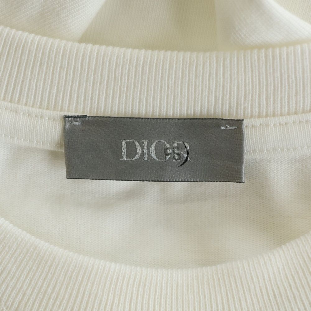 Dior CD Logo Embroidery Crew Neck Short Sleeve T-Shirt White — view 7
