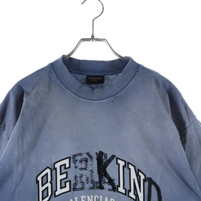 Balenciaga BE Kind Distressed Short Sleeve T-Shirt Blue — view 3