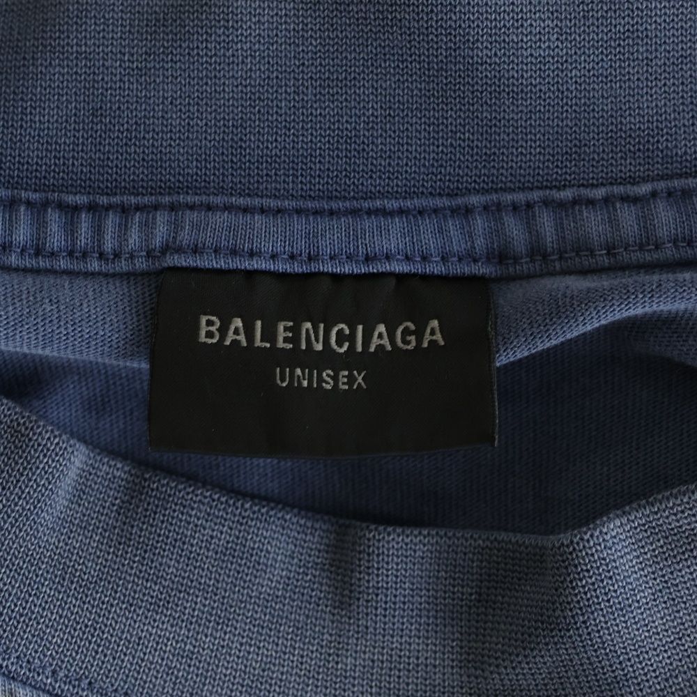 Balenciaga BE Kind Distressed Short Sleeve T-Shirt Blue — view 6