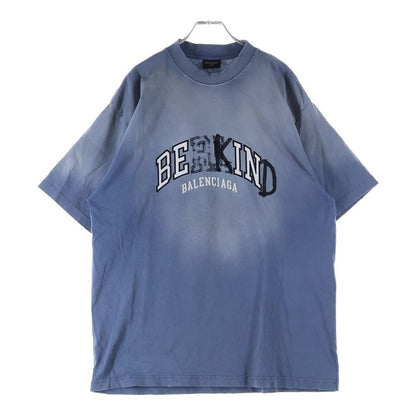 Balenciaga BE Kind Distressed Short Sleeve T-Shirt Blue