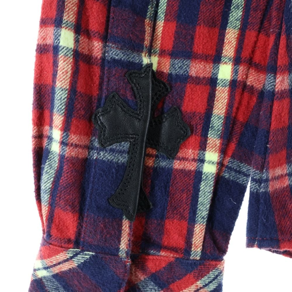 Chrome Hearts Westn Western Sleeve Leather Cross Patch Ball Button Check Long — view 6
