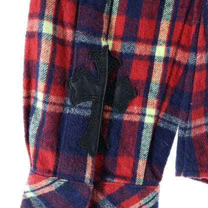 Chrome Hearts Westn Western Sleeve Leather Cross Patch Ball Button Check Long — view 6