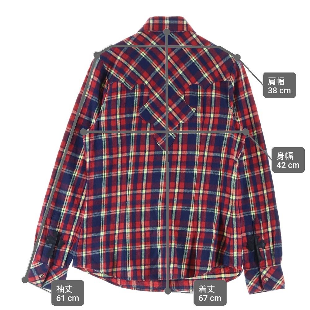Chrome Hearts Westn Western Sleeve Leather Cross Patch Ball Button Check Long — view 9