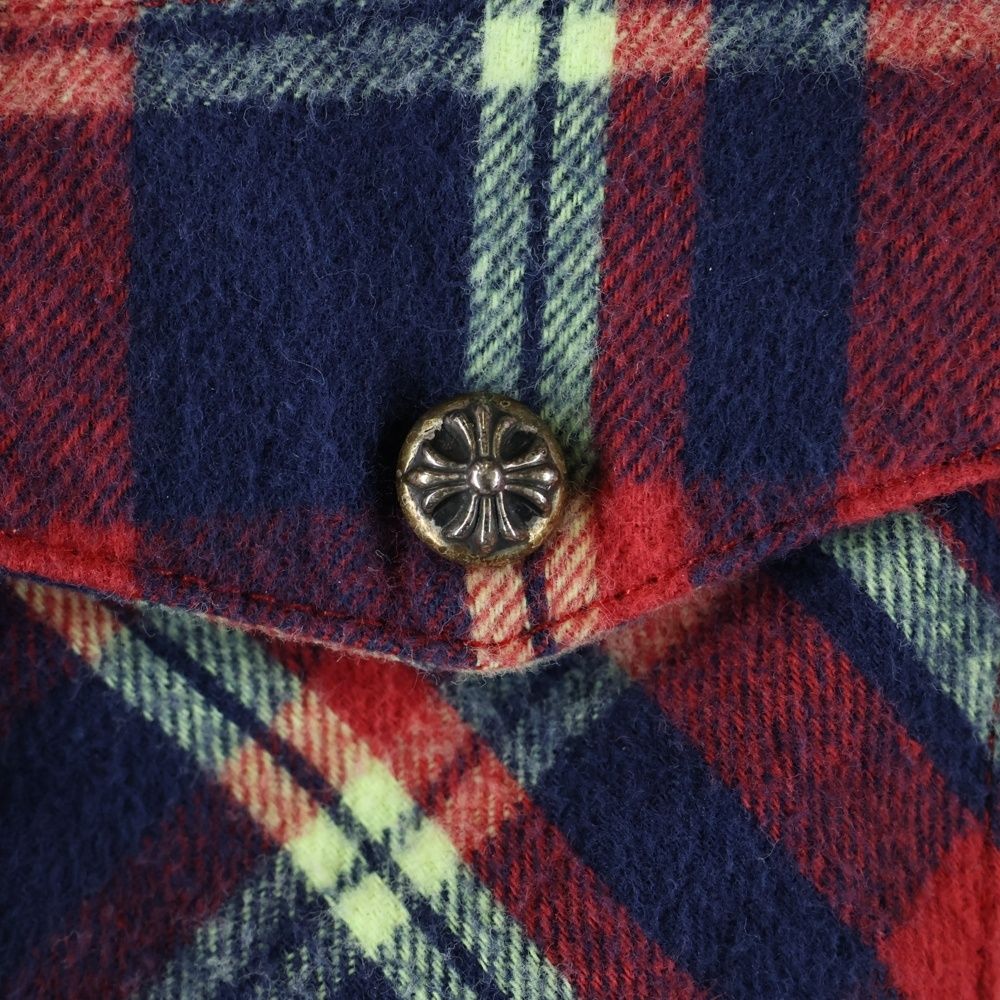 Chrome Hearts Westn Western Sleeve Leather Cross Patch Ball Button Check Long — view 5