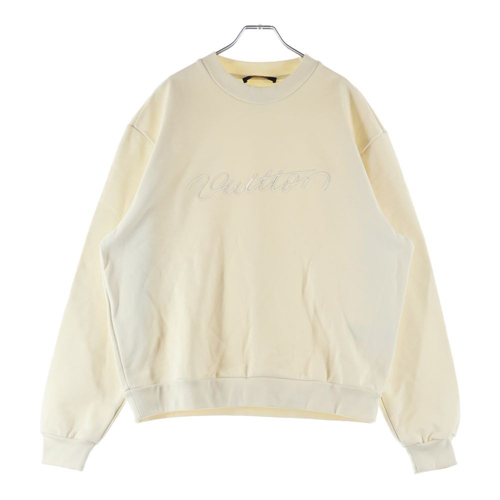 Louis Vuitton Embroidered Cotton Blend Bomber Crew Neck Sweatshirt Ivory