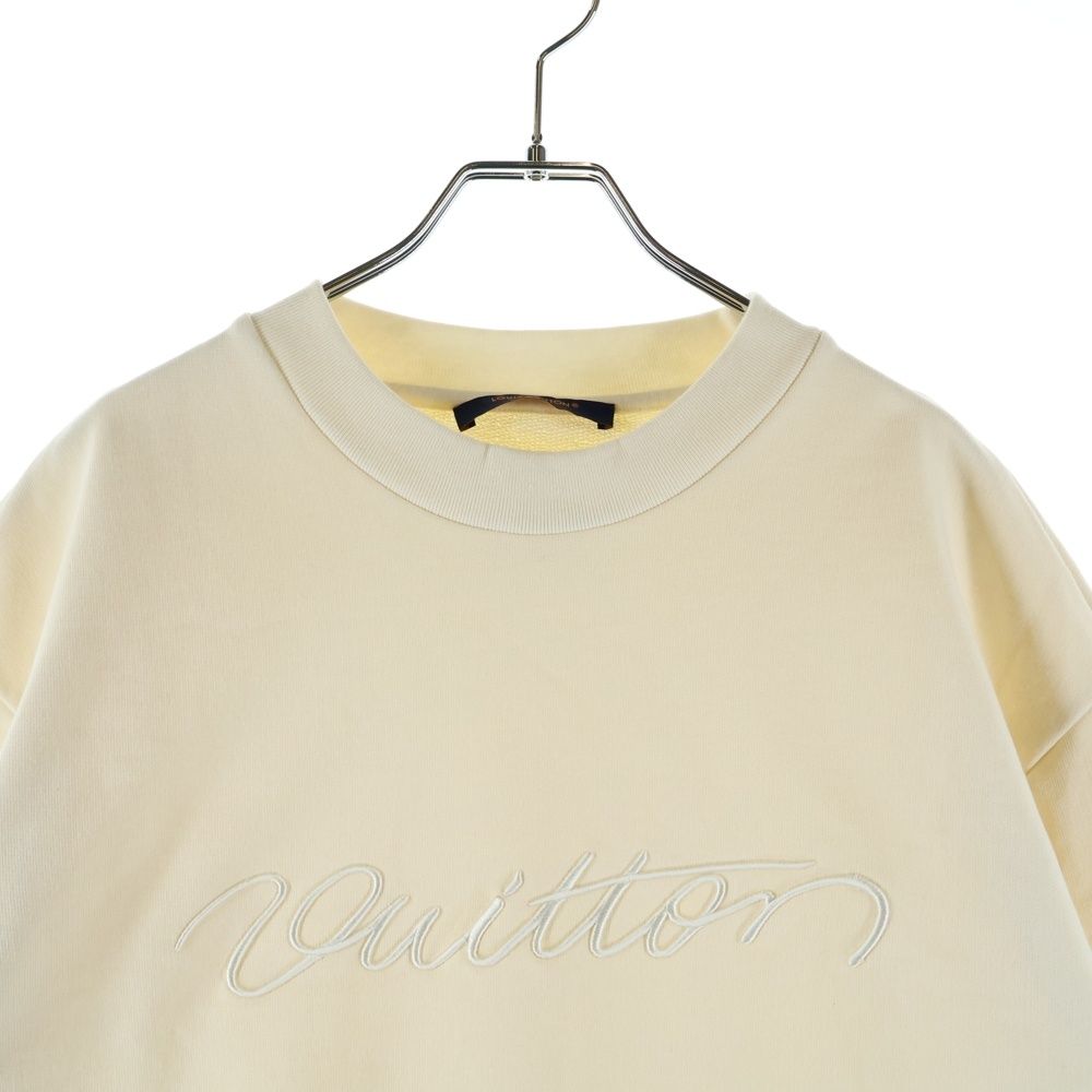 Louis Vuitton Embroidered Cotton Blend Bomber Crew Neck Sweatshirt Ivory — view 3