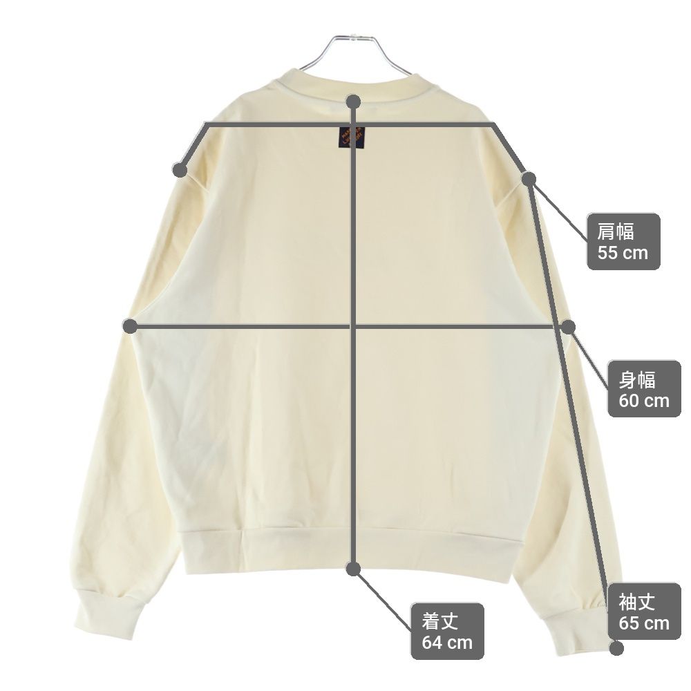 Louis Vuitton Embroidered Cotton Blend Bomber Crew Neck Sweatshirt Ivory — view 9