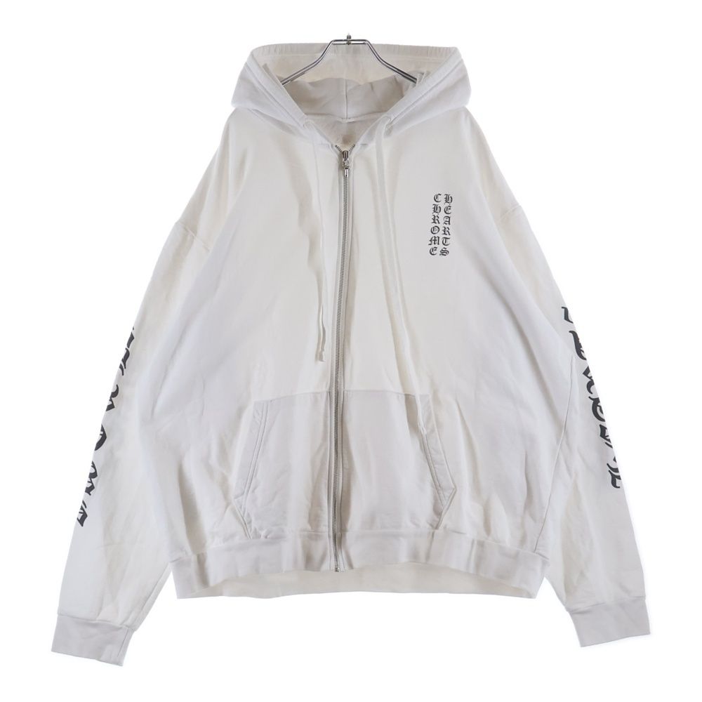 Chrome Hearts Vertical Arm Logo Zip Up Hoodie Arm White