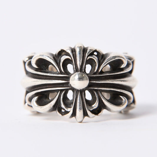 Chrome Hearts Double Floral Black Sling Ring 925 Sterling Silver