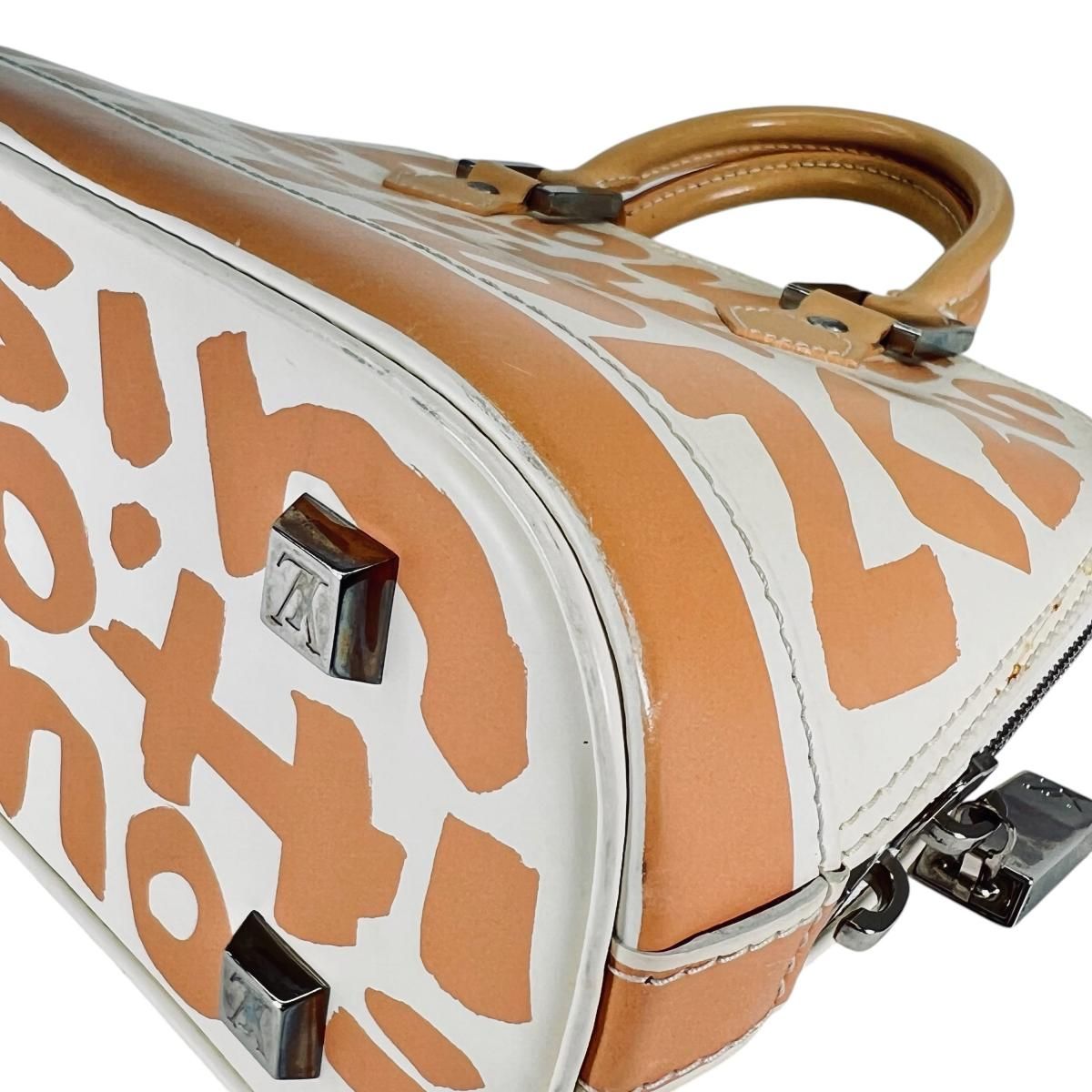 Louis Vuitton Steven Sprouse Graffiti Alma MM Handbag Beige — view 8
