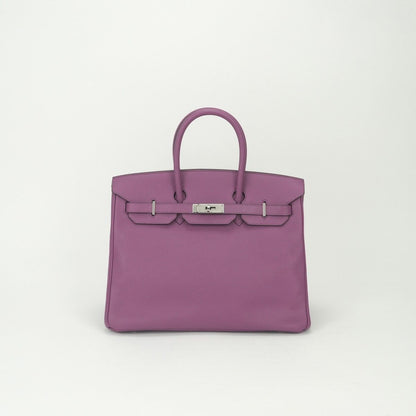 Hermes Birkin 35 Tote Epsom Cyclamen Purple Silver Veau
