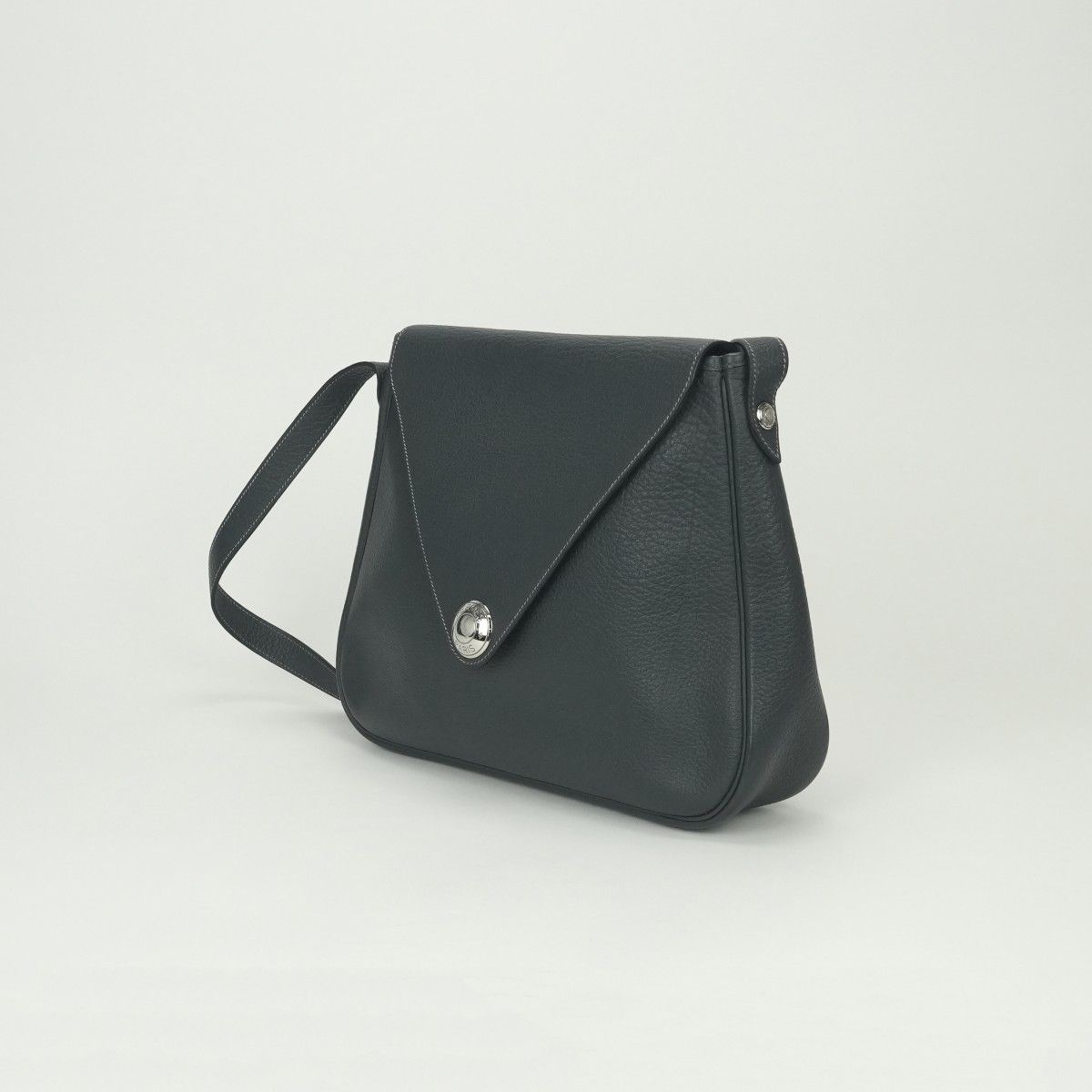 Hermes Christine Shoulder Bag Buffalo Graphite Gray Silver — view 2