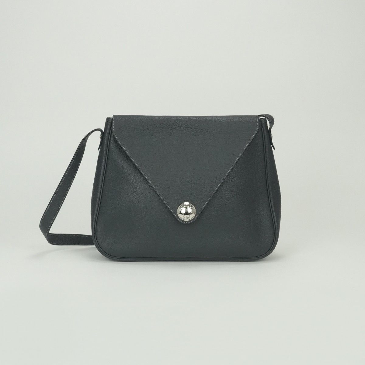 Hermes Christine Shoulder Bag Buffalo Graphite Gray Silver
