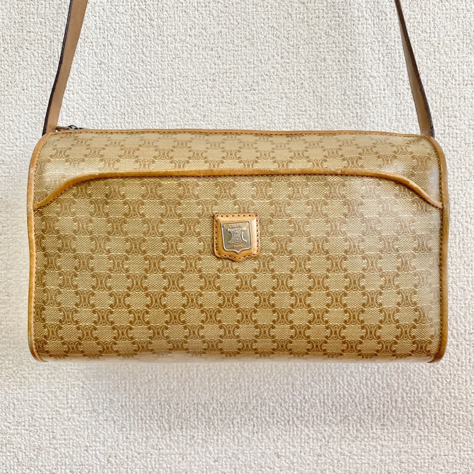 Celine Shoulder Bag Macadam Smartphone Travel Brown