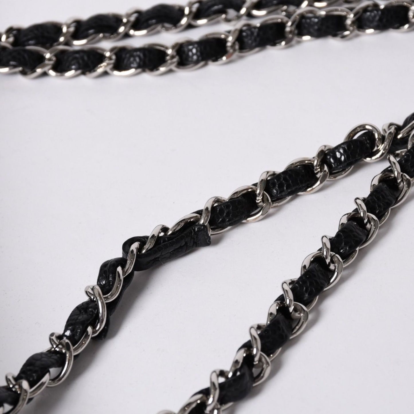 Chanel Quilted 25 Double Flap Chain Shoulder Bag Caviar Leather Silver — view 5