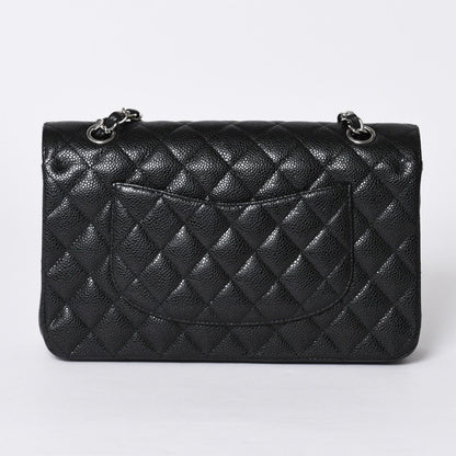 Chanel Quilted 25 Double Flap Chain Shoulder Bag Caviar Leather Silver — view 3