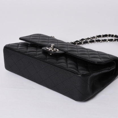 Chanel Quilted 25 Double Flap Chain Shoulder Bag Caviar Leather Silver — view 7