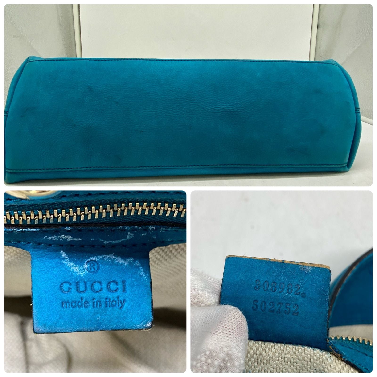 Gucci Soho Chain Tote Shoulder Bag Turquoise Blue — view 6