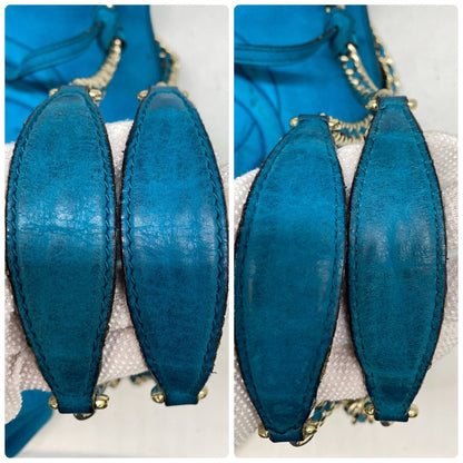 Gucci Soho Chain Tote Shoulder Bag Turquoise Blue — view 5