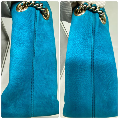 Gucci Soho Chain Tote Shoulder Bag Turquoise Blue — view 4