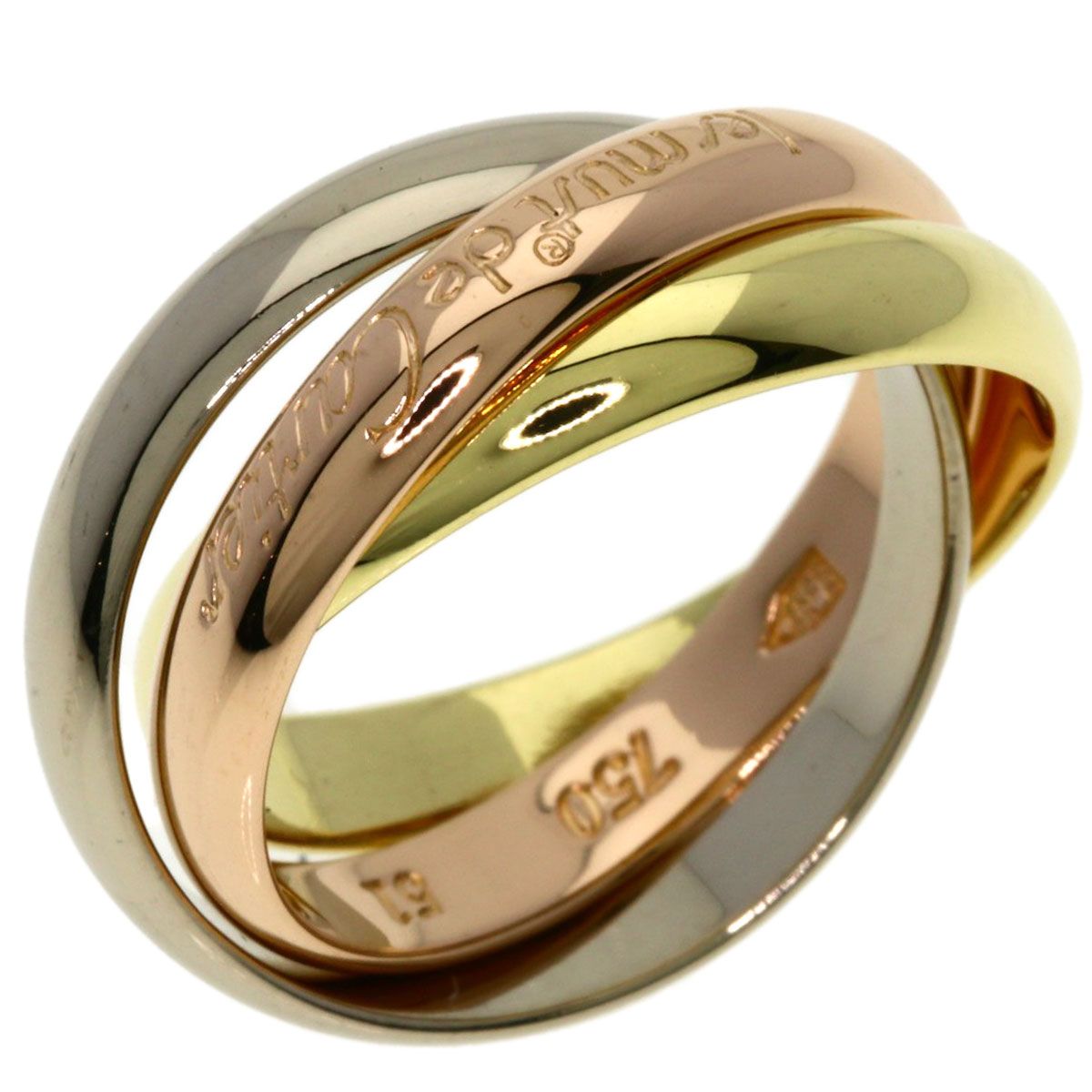 Cartier Trinity 51 Ring 18k Yellow Gold 18k White Pink — view 2