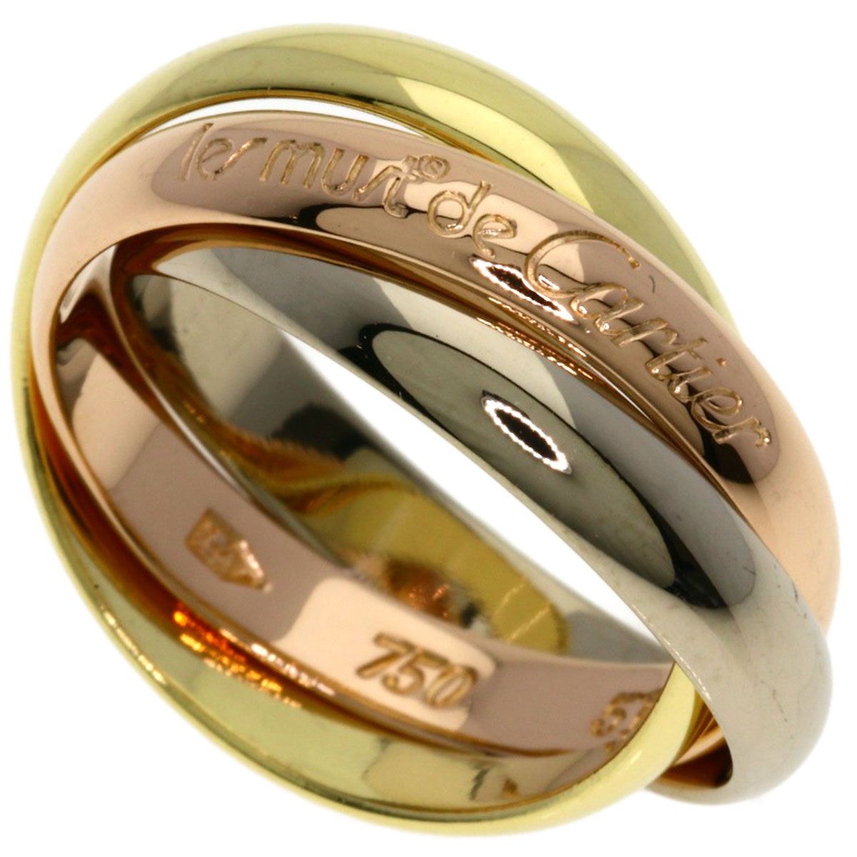 Cartier Trinity 51 Ring 18k Yellow Gold 18k White Pink
