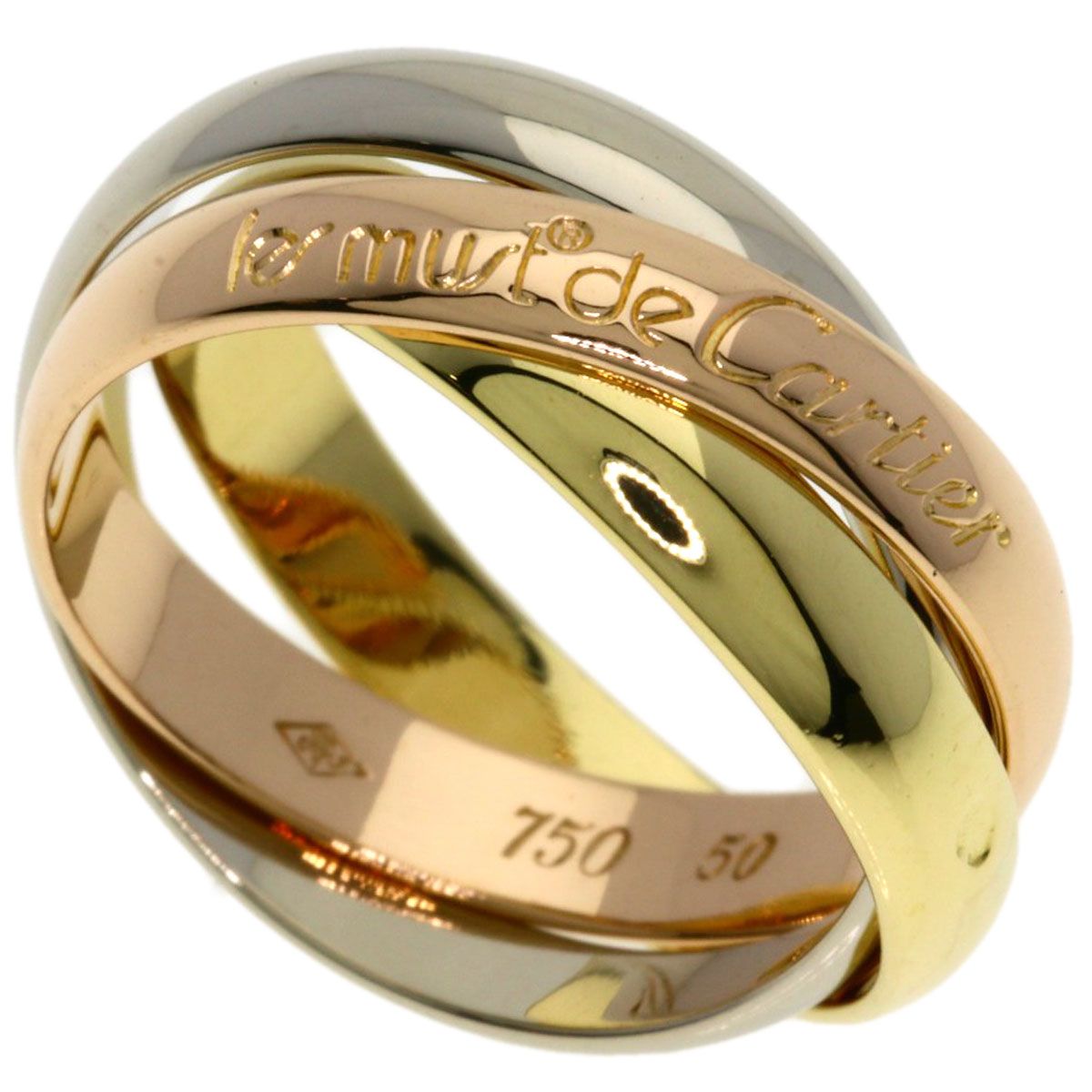 Cartier Trinity 50 Ring 18k Yellow Gold 18k White Pink