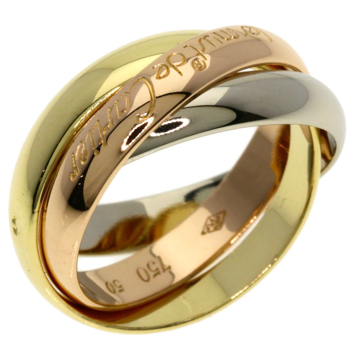 Cartier Trinity 50 Ring 18k Yellow Gold 18k White Pink — view 2