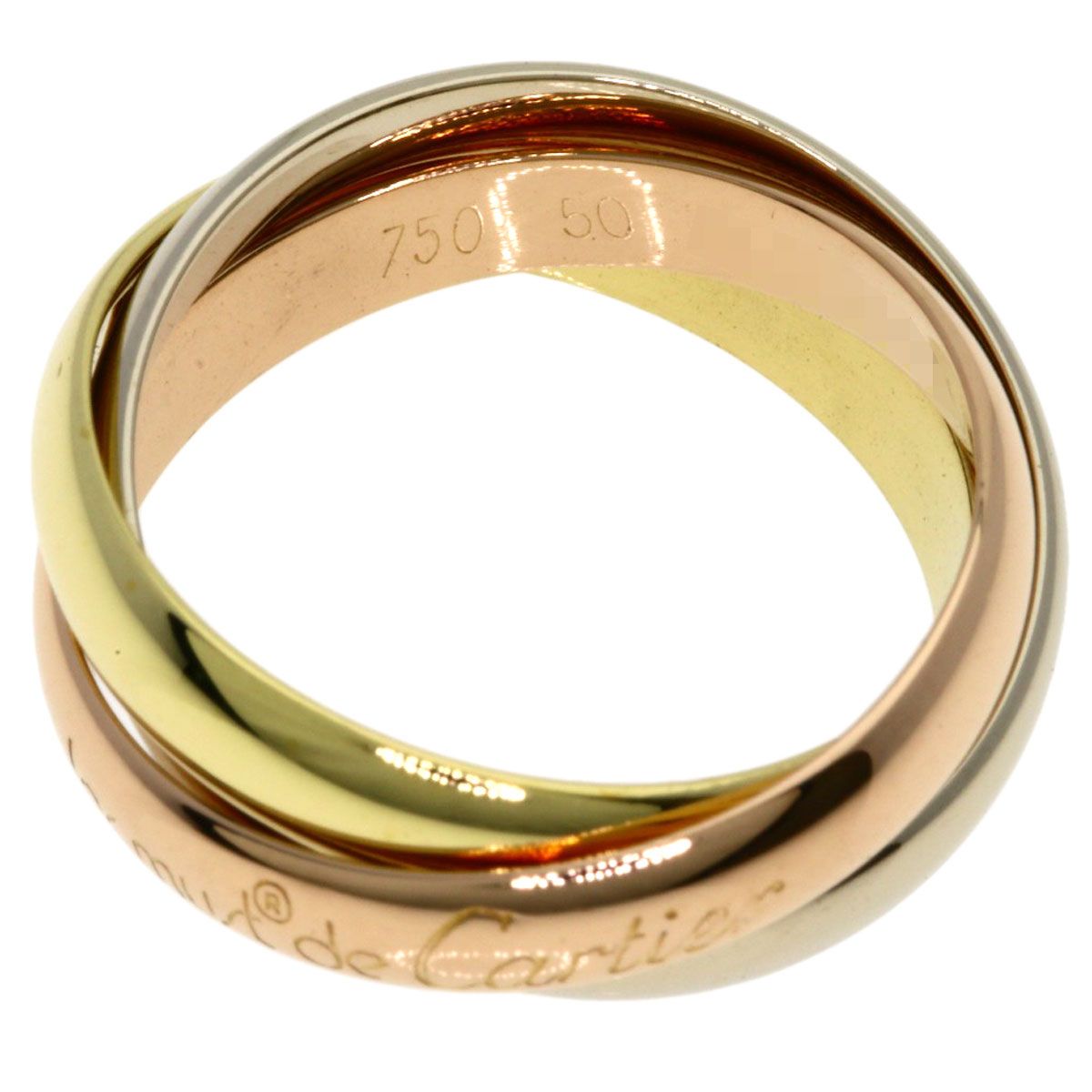 Cartier Trinity 50 Ring 18k Yellow Gold 18k White Pink — view 3