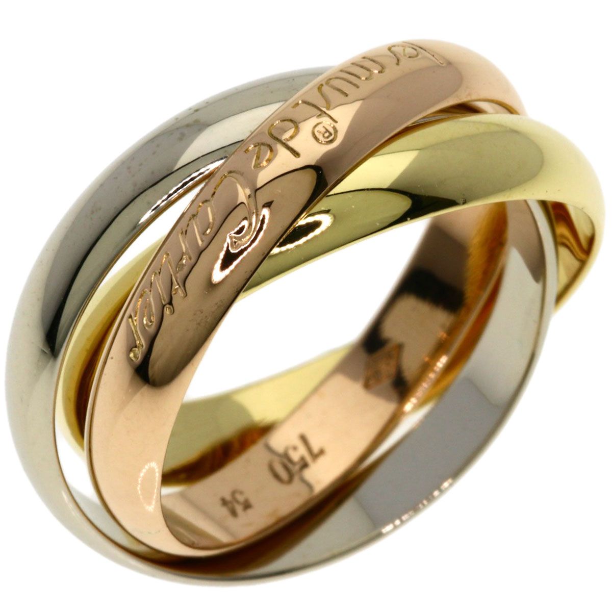 Cartier Trinity 54 Ring 18k Yellow Gold 18k White Pink — view 2