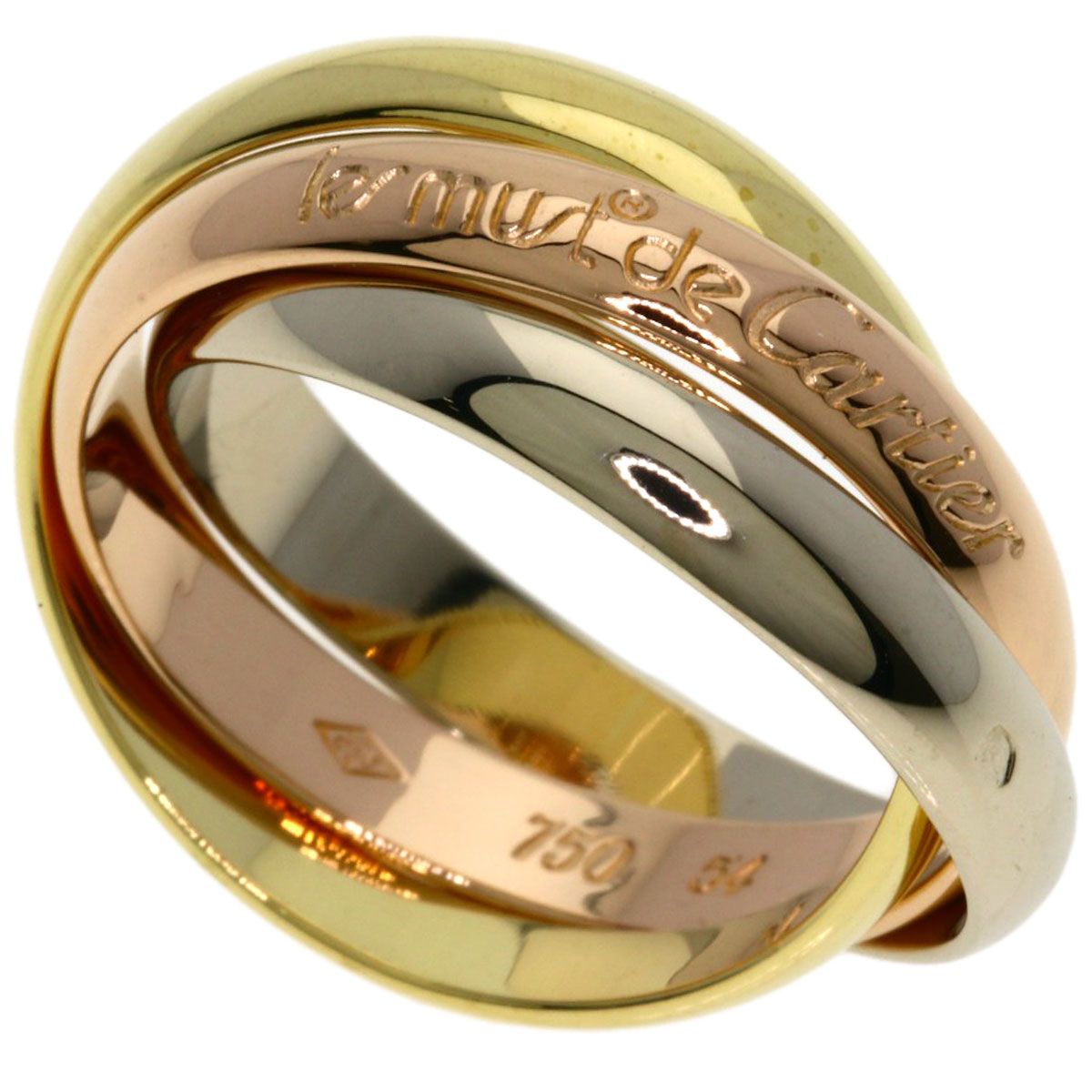 Cartier Trinity 54 Ring 18k Yellow Gold 18k White Pink