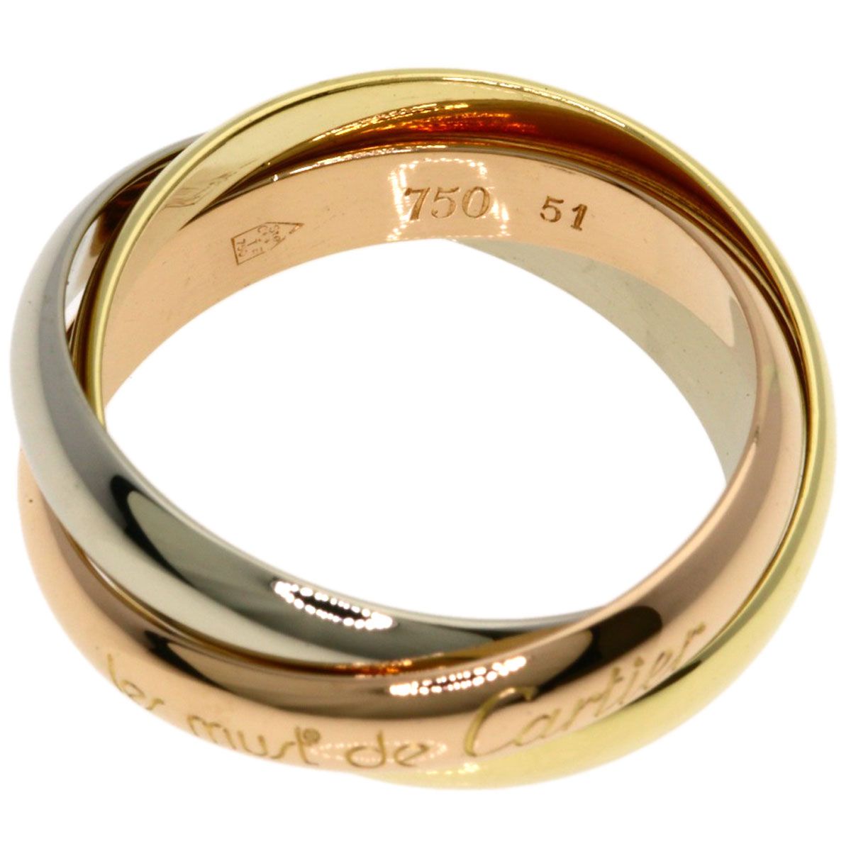 Cartier Trinity 51 Ring 18k Yellow Gold 18k White Pink — view 3