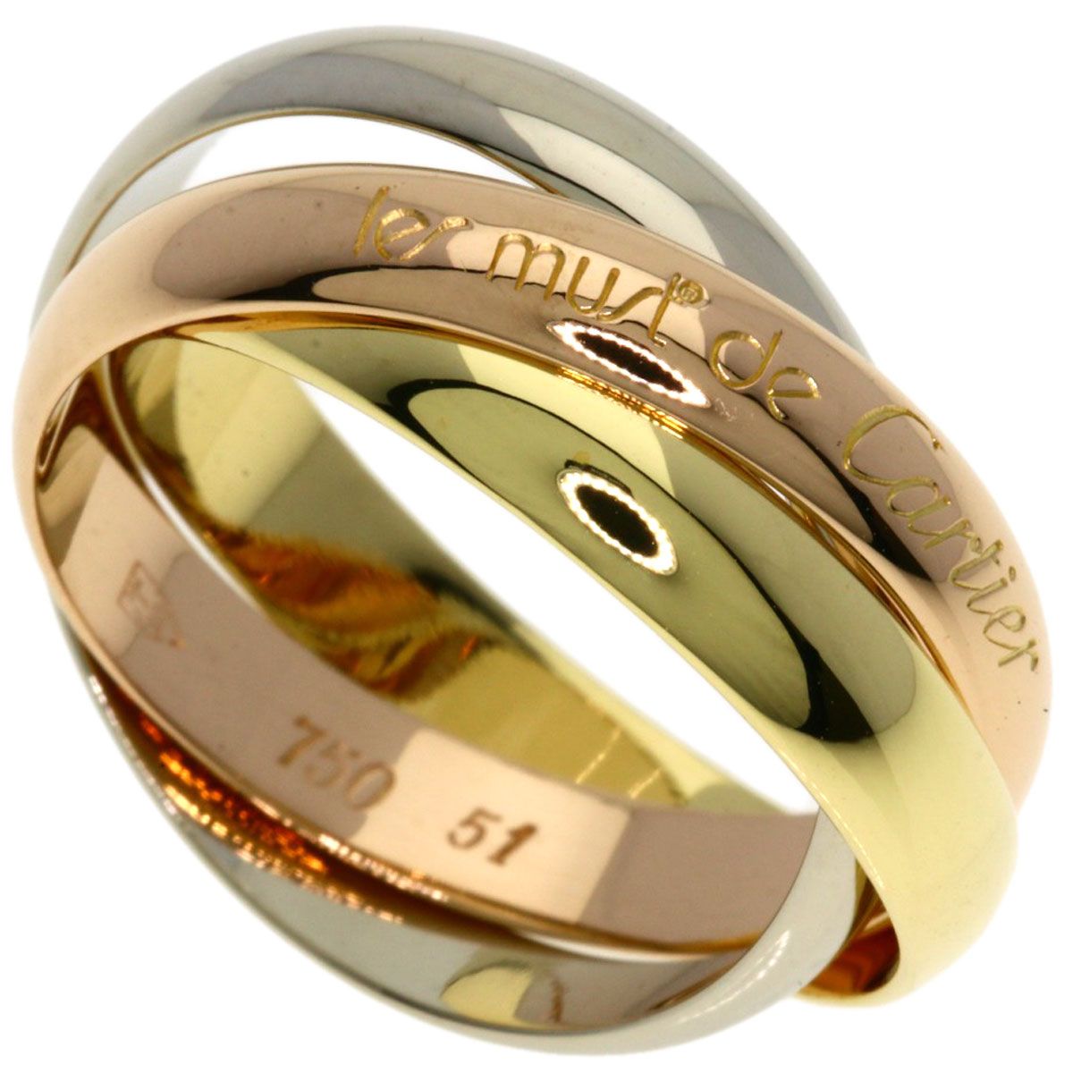 Cartier Trinity 51 Ring 18k Yellow Gold 18k White Pink